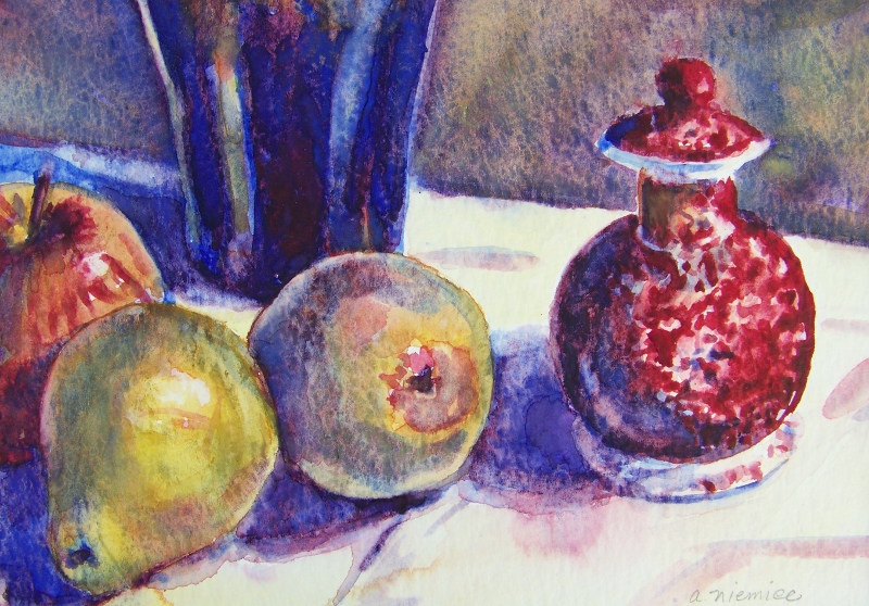 still life w fruit w/c